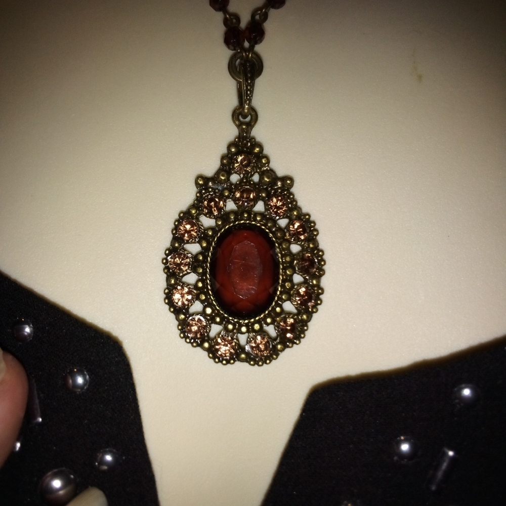 Vintage Avon Amber Rhinestone Necklace